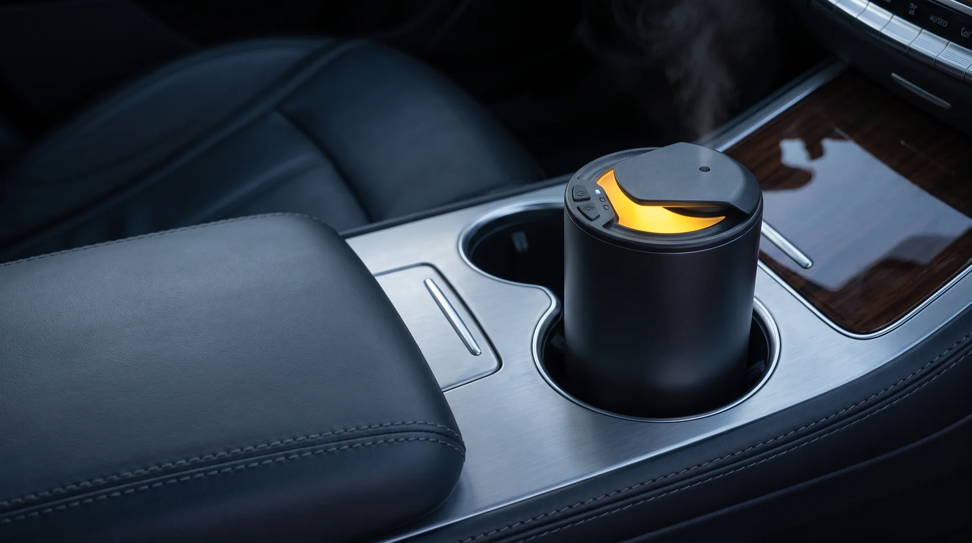 Portable Waterless Auto Diffuser von Drip of Infinity im Cupholder eines Autos