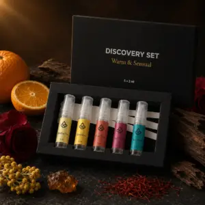 Discovery Set Warm & Sensual mit fünf Duftproben und Duft-Blottern von Drip of Infinity