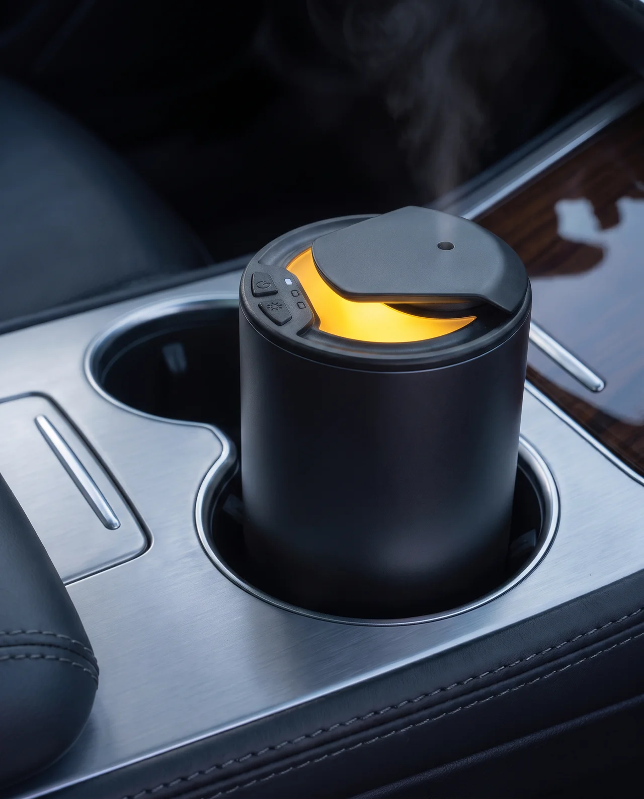 Portable Waterless Diffuser von Drip of Infinity im Cupholder eines Autos